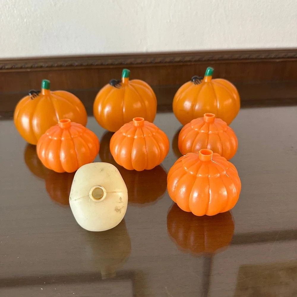 Vintage Halloween Blow Mold Light Cover Lot 7 Pumpkins 1 Skull Retro Decor